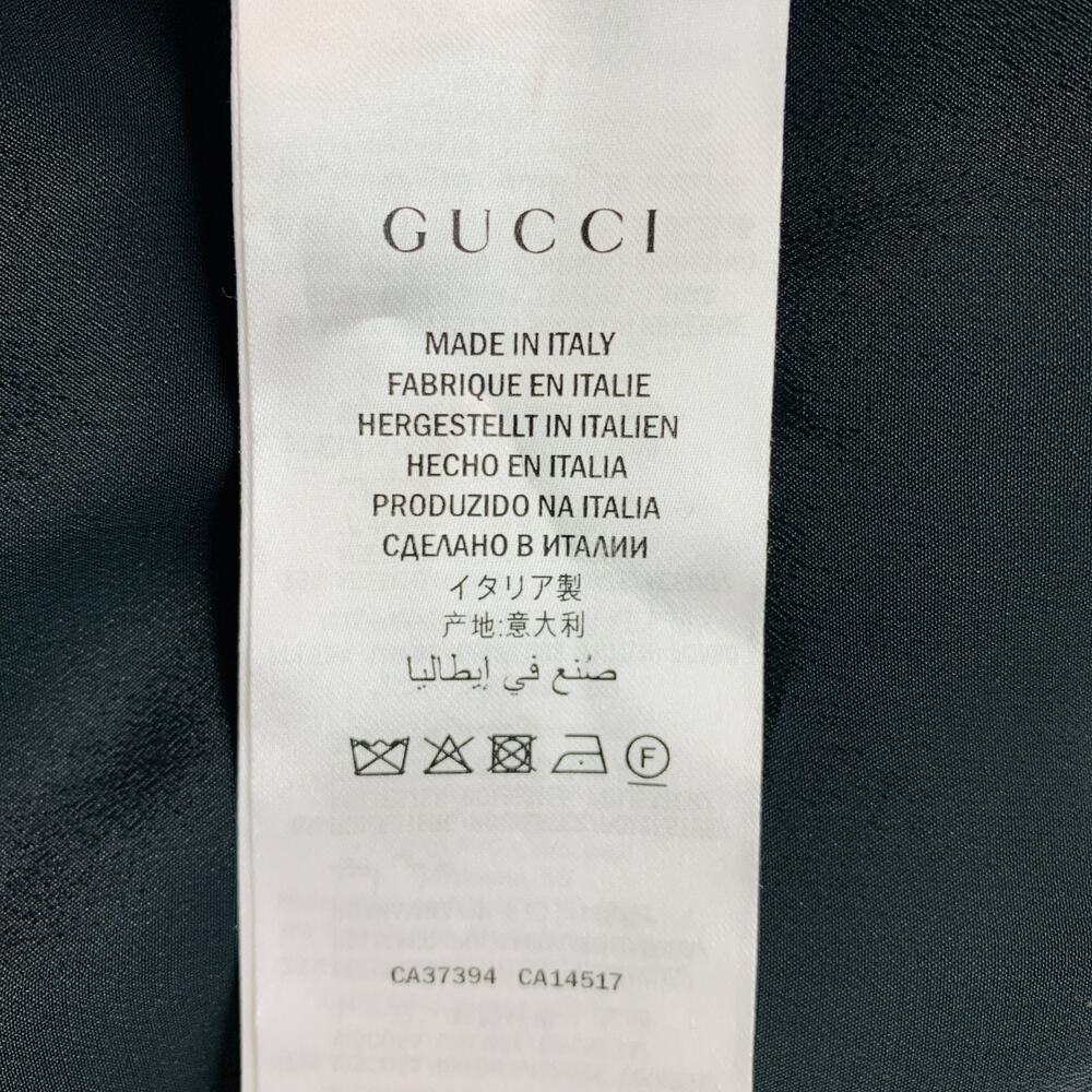 GUCCI Size XL Black Gold Viscose Blend Long Sleeve Cocktail Dress - Picture 9 of 10